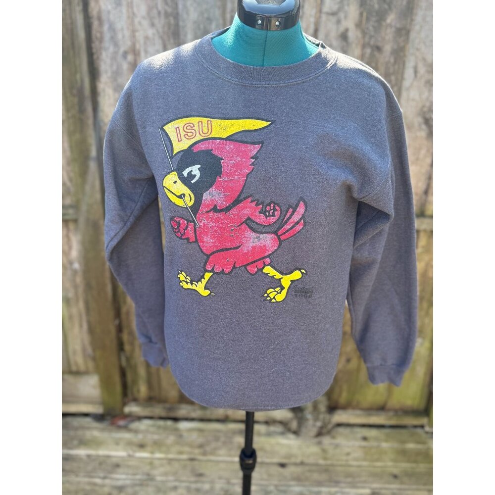 Vintage-Inspired Iowa State University Cyclones ISU Grey Crewneck Sweatshirt